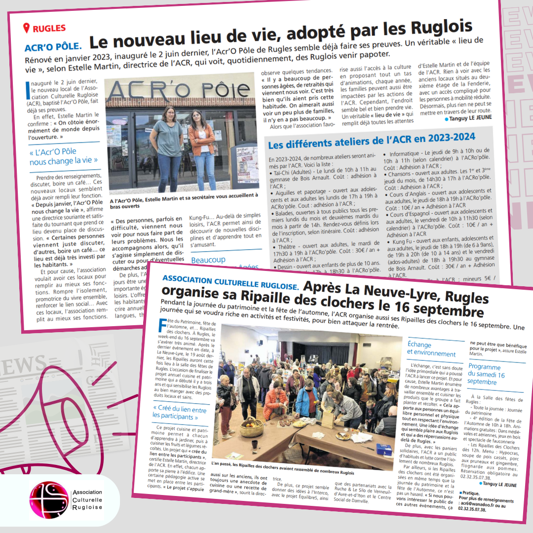 On parle de l&rsquo;ACR… | Réveil Normand, 30/08/23