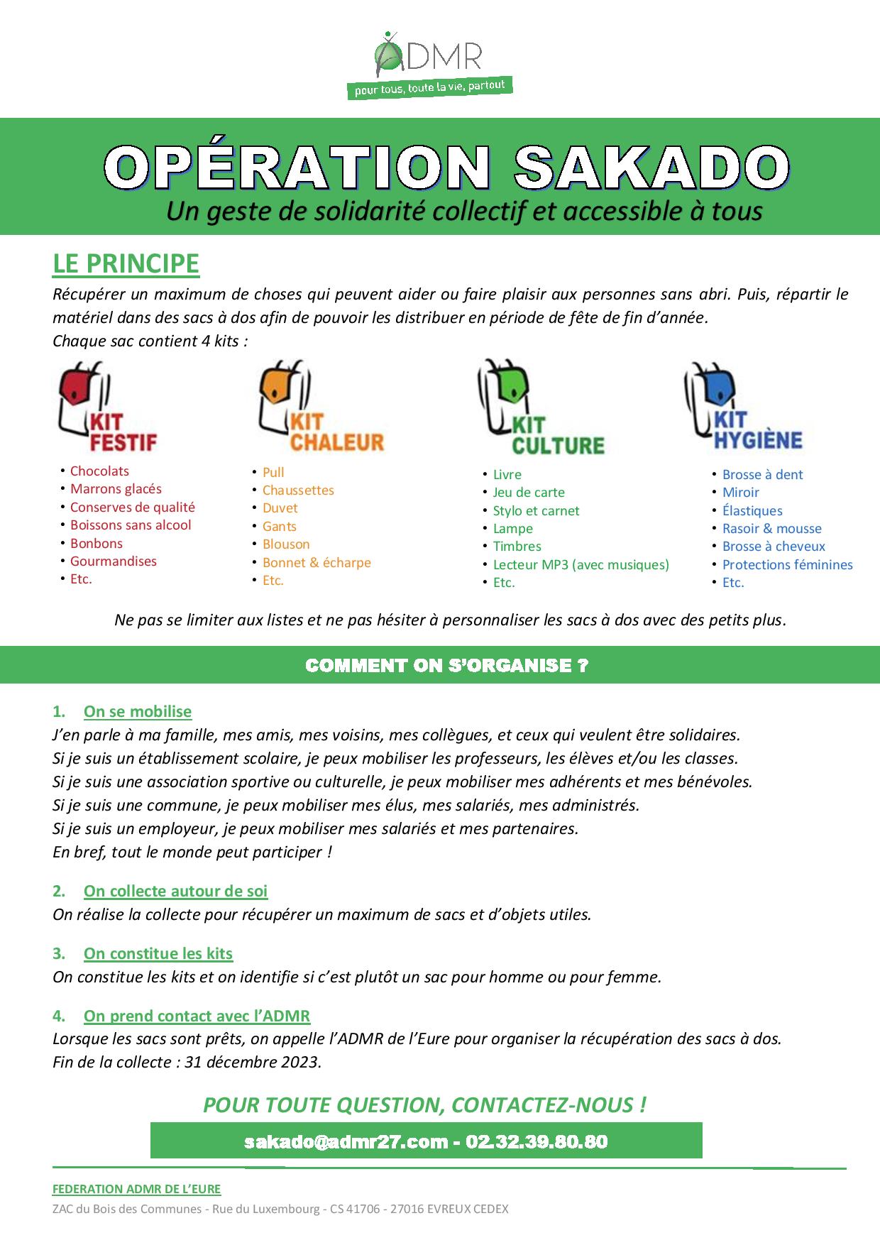 Opération SAKADO : L’ACR’o pôle est un lieu de collecte !